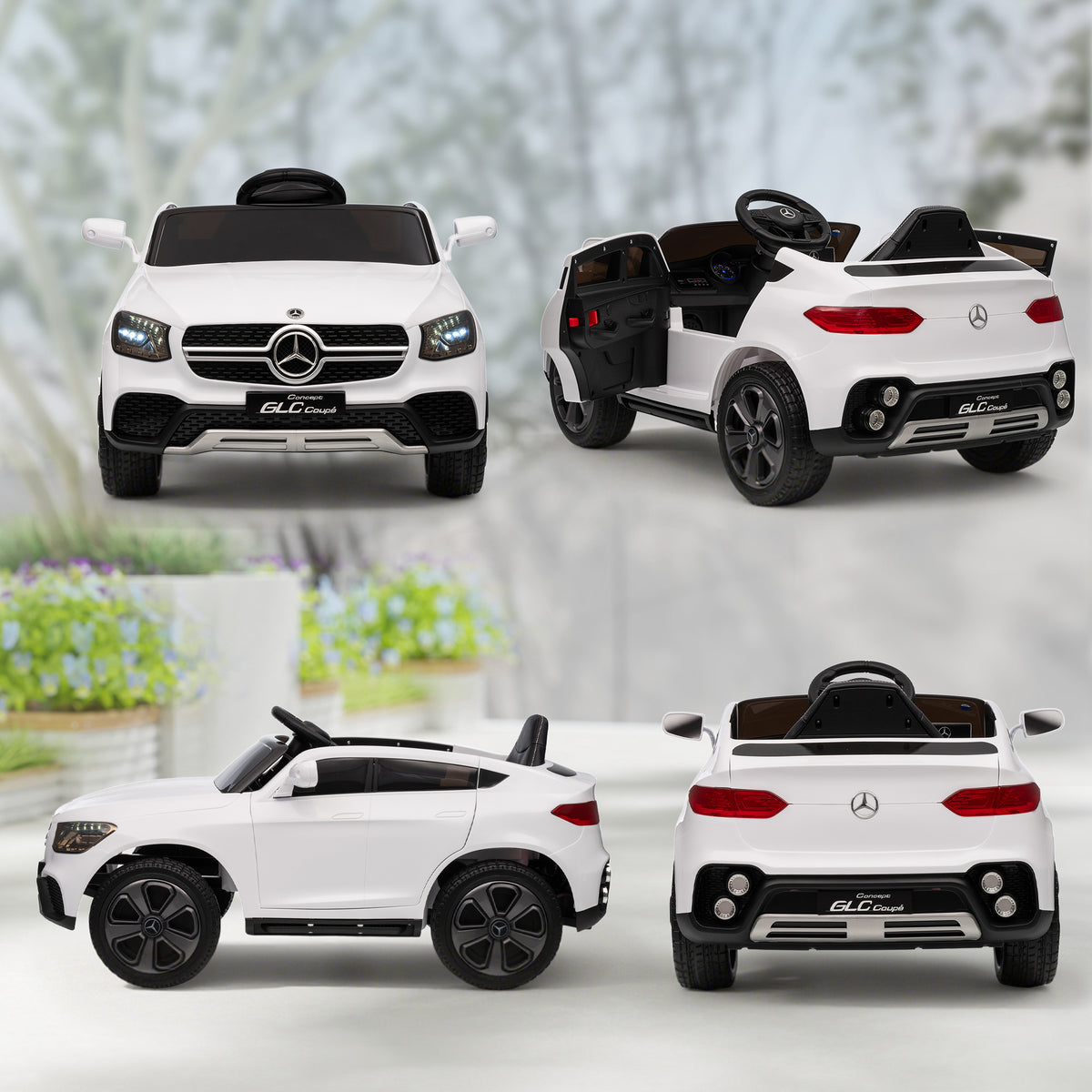 AIYAPLAY Mercedes-Benz GLC Licensed Kids Ride on Car with Remote Control, Soft Start, MP3, LED Headlights, White