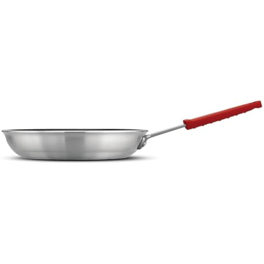 Tramontina Non-Stick Frying Pan with Red Removable Silicone Handle for Electric, Gas and Ceramic Glass Hobs, Aluminium Cookware, Kitchen, 25 cm, 1.9 Litre, 27803601