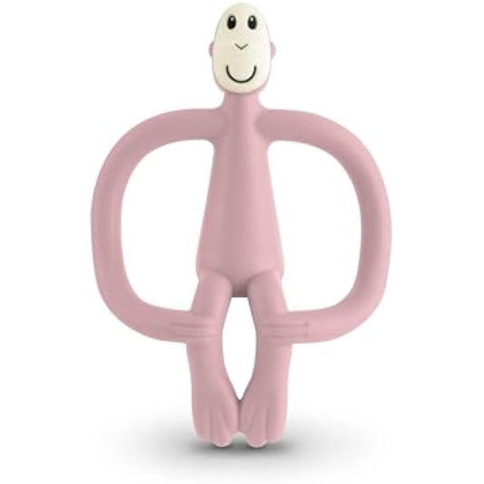 Matchstick Monkey, Original Teether & Gel Applicator, Antimicrobial Silicone Teething Toys for Baby, Easy to Grip, BPA Free, 3 Months Old+, 10.5 cm, Dusty Pink Monkey