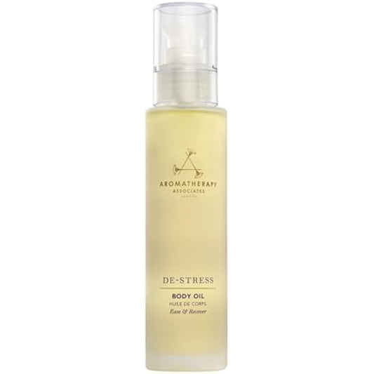 Aromatherapy Associates De-stress Body Oil 100ml, Destress Muscle After Gym, Infused With Arnica Montana Flower Extract, Rosemary And Exceptional Benefits Of Ginger, Natural Ingredients