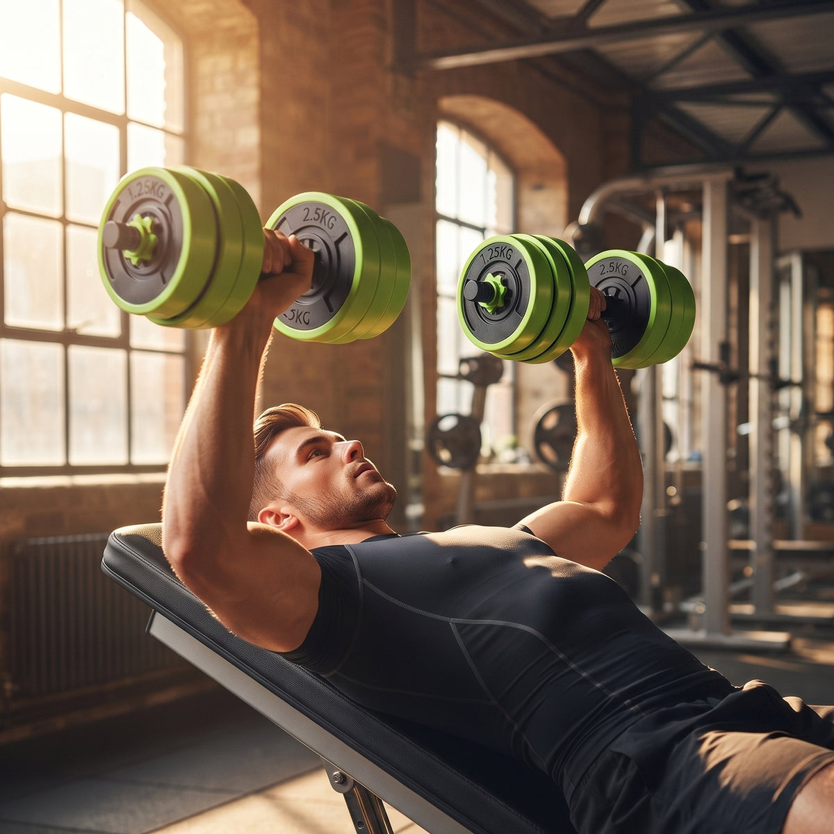 SPORTNOW 30kg 6-In-One Adjustable Weight Dumbbells Set, Barbell, Kettlebell, Push Up Stand - Green