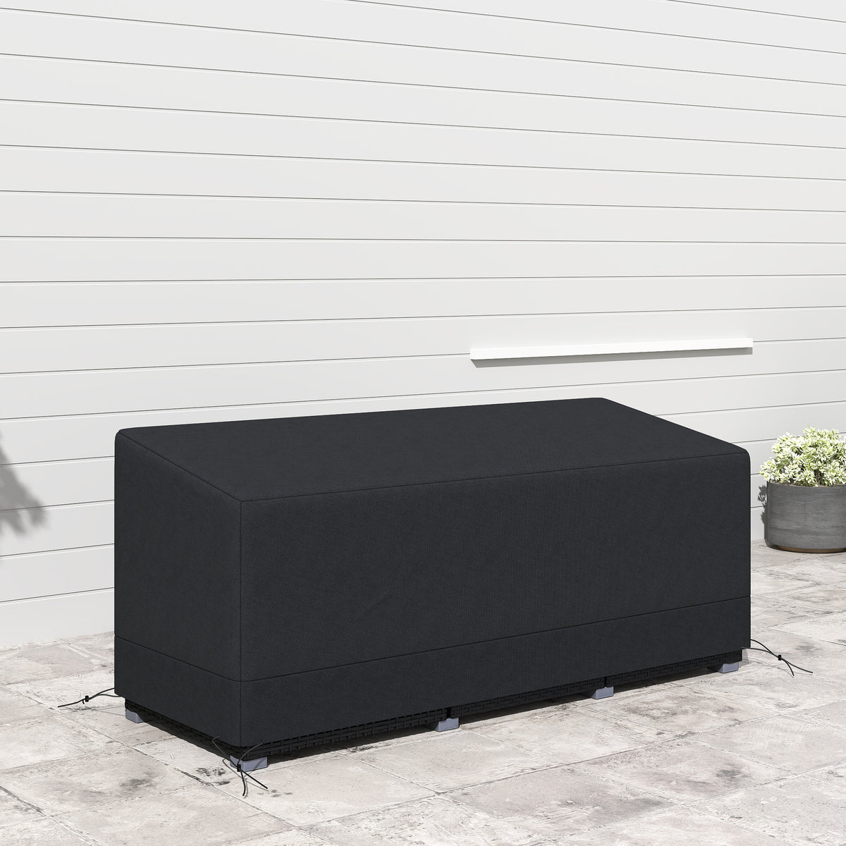 Outsunny Rectangular Patio Garden Furniture Cover Waterproof for 3 Seater Sofa Bistro Set, UV Resistant Protection 600D Oxford Fabric Rattan Lounge Clean Cover, 190 x 72 x 76cm, Black