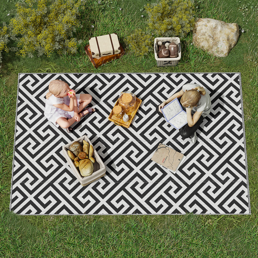 121x182cm Reversible Outdoor Rug Portable Plastic Straw RV Outsunny