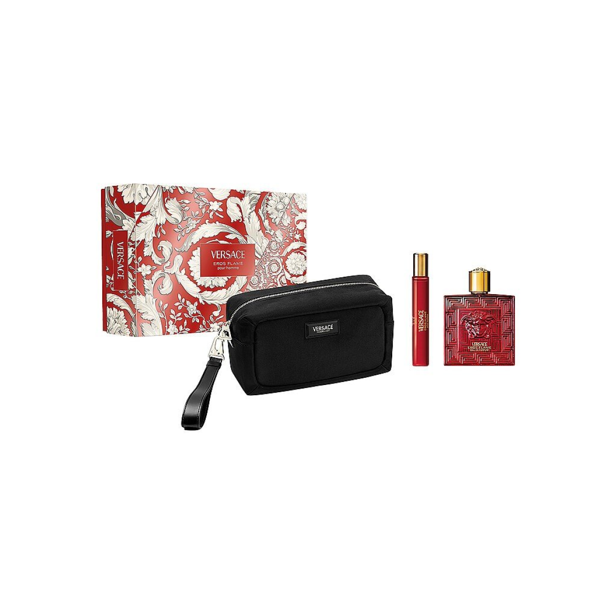 Versace Eros Flame Gift Set (Eau De Parfum Spray 100ml Eau De Parfum Spray 10ml Pouch)