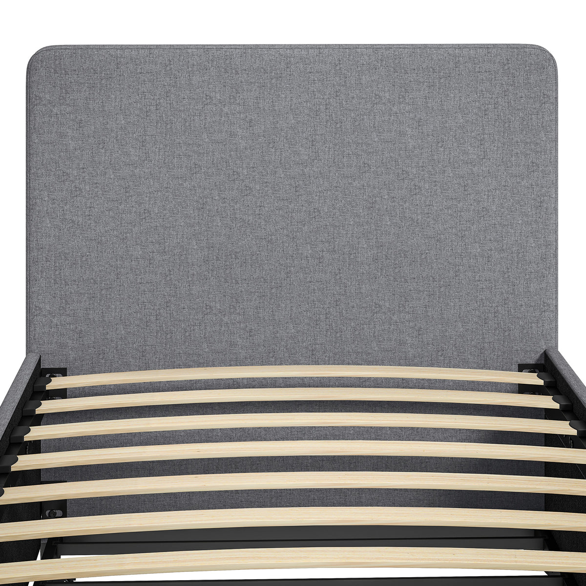 HOMCOM 3ft Single Bed Frame with Trundle, Upholstered Pull Out Trundle Bed with Headboard and Footboard, Dark Grey