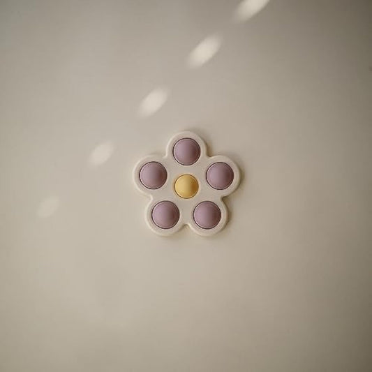 Mushie Press Toy | Push & Pop Bubble Sensory Fidget Toy | 10+ Months | Stress Relief Toy | 100% Food Grade Silicone and ABS Plastic | Flower Design (Soft Lilac/Pale Daffodil/Ivory)
