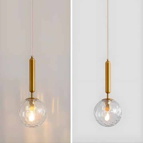 LFsem Modern Glass Globe Pendant Light Fixtures,Glass Ball Ceiling Chandelier Hanging Lamp for Bedroom Dining Room Restaurant Living Room (Transparent