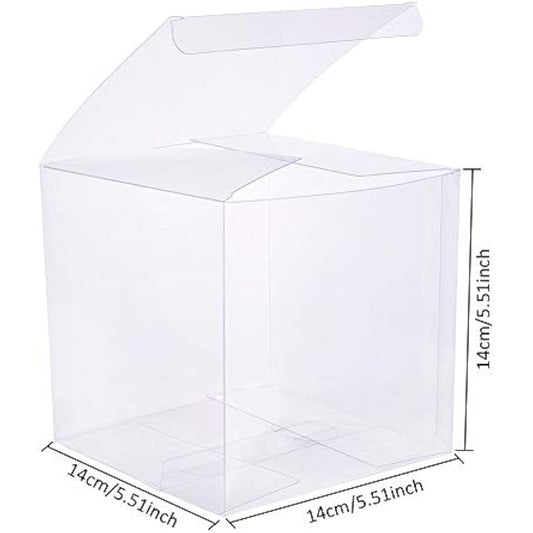 BENECREAT 10PCS Clear Wedding Favour Boxes 14x14x14cm Square PVC Transparent Gift Boxes for Candy Chocolate Birthday Party Gift Wrapping