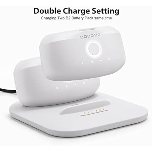 BOBOVR Twin Charger Station/Dock for B2 Battery Pack, Ultra-Thin Design, Magnetically Supply Power to 2 B2 Battery Packs at The Same Time