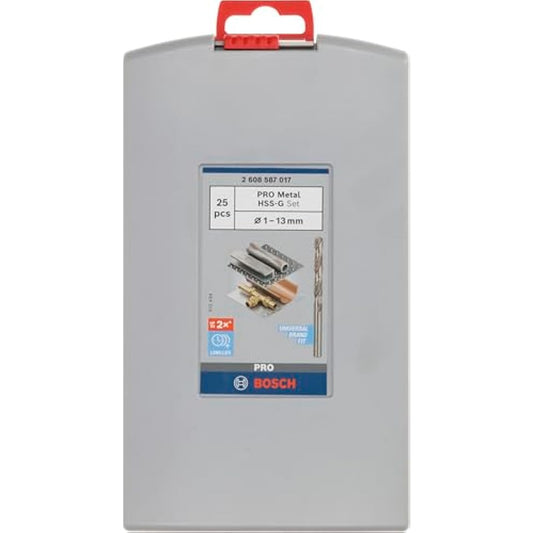 Bosch Professional 25pc. HSS-G ProBox Metal Drill Bit Set (for Steel, Ø 1-13 mm, Accessories Drill Driver and Drill Stand)