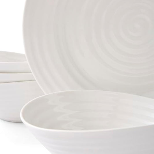 Portmeirion Home & Gifts CPW80002-X Dinner Set, Porcelain, White, 27.9 x 27.9 x 2.5 cm