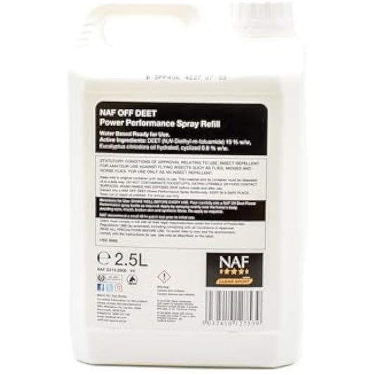 NAF Off Deet Power Performance Fly Spray Refill – 2.5L Long-Lasting Fly Repellent for Horses – High-Strength DEET Formula – Effective Protection Against Flies, Midges & Horseflies