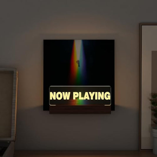 Ammonite Light up Now Playing Vinyl Record Stand Wall Mount, Now Playing Record Player Stand, Wooden Acrylic Holder for Vinyl Album Display Storage with Warm White Color Lights