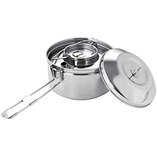 Fire Maple Antarcti Stainless Steel Kettle and Pot Set 1.0L Camping Kettle and 1.0L Cooking Pot Stovetop Tea and Coffee Pots for Openfire Camping Cookware Portable for Bushcraft Fishing Backpacking