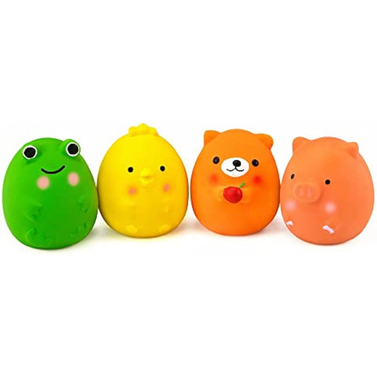 CHIWAVA 4PCS 2.4'' Squeak Latex Puppy Toy Funny Animal Sets Pet Interactive Play for Small Dog Assorted Color