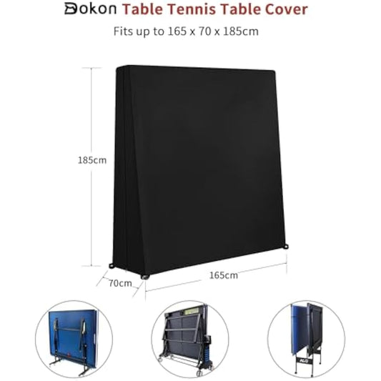 Dokon Waterproof Ping Pong Table Cover - Heavy Duty 420D Oxford Fabric, Windproof, Anti-UV With Zipper for Outdoor and Indoor Use - 165×70×185cm