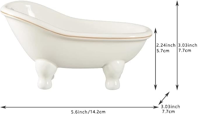 Ceramic Mini Bathtub Soap Dish Decortative Clawfoot Bathroom Soap Dish Style 05