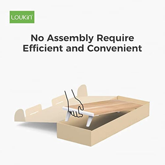 loukin Monitor Stand Riser for Desk, 22.4" x 8.3" Larger Computer Stand for Laptop, PC, Printer, Sturdy Desktop Computer Shelf with Non-Skid Rubber, Home Office, Natural