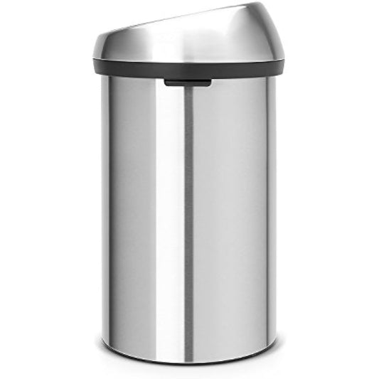 Brabantia 60 Litre Large Kitchen Touch Bin (Matt Steel) Removable Lid, Soft-Touch Open, Easy Clean Rubbish Food Waste Bin