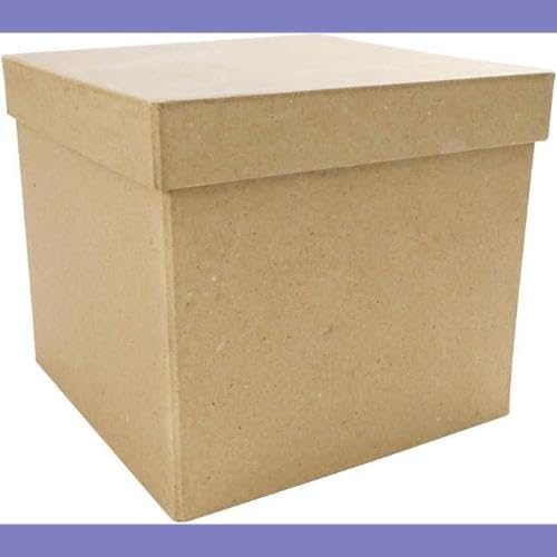 Décopatch Mache Tall Square Box, 16x16x14cm, Brown