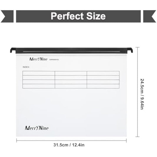 Suspension Files, MerryNine 15PCS Polypropylene Filing Cabinet Suspension Files with Tabs and Card Inserts for School Home Work Office Organization **Check Size Before Ordering ** (Transparent, A4)