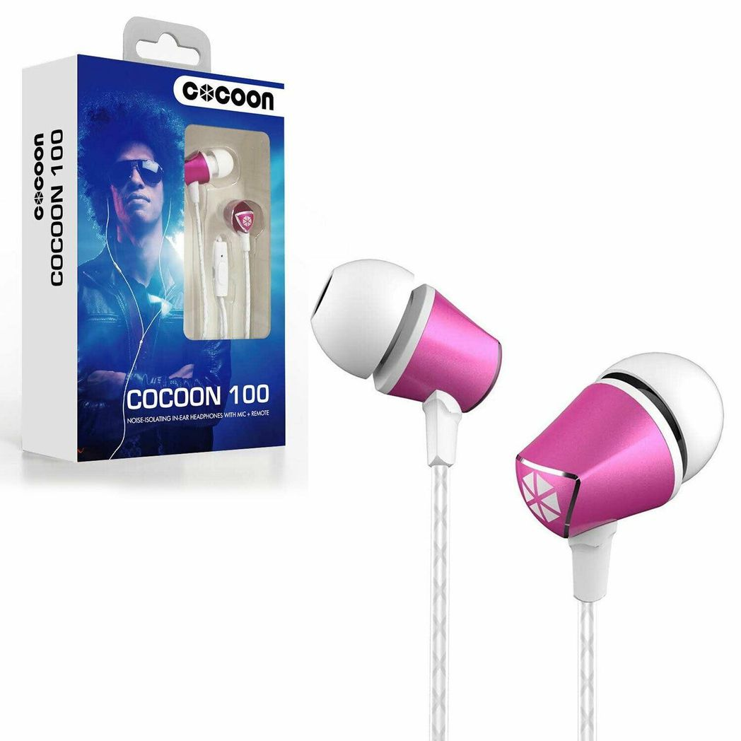 Cocoon 100 Series Noise-Isolating Tangle Free In-Ear Headphone for Smartphone - Cerise Pink
