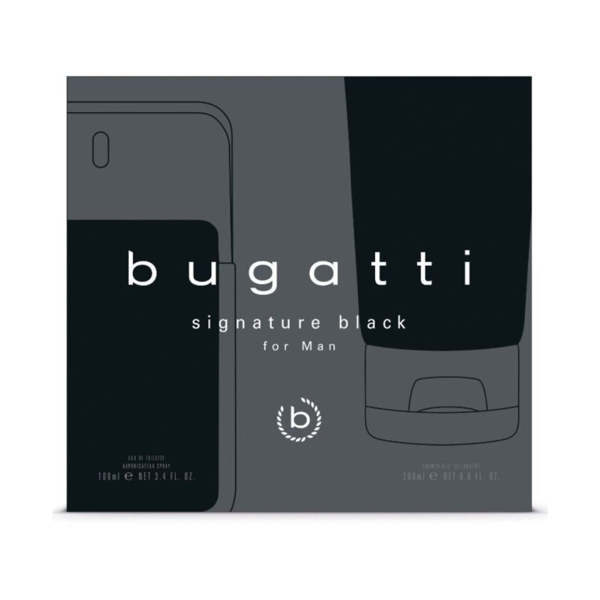 Bugatti Signature Black For Men Gift Set (Eau De Toilette Spray 100ml Shower Gel 200ml)
