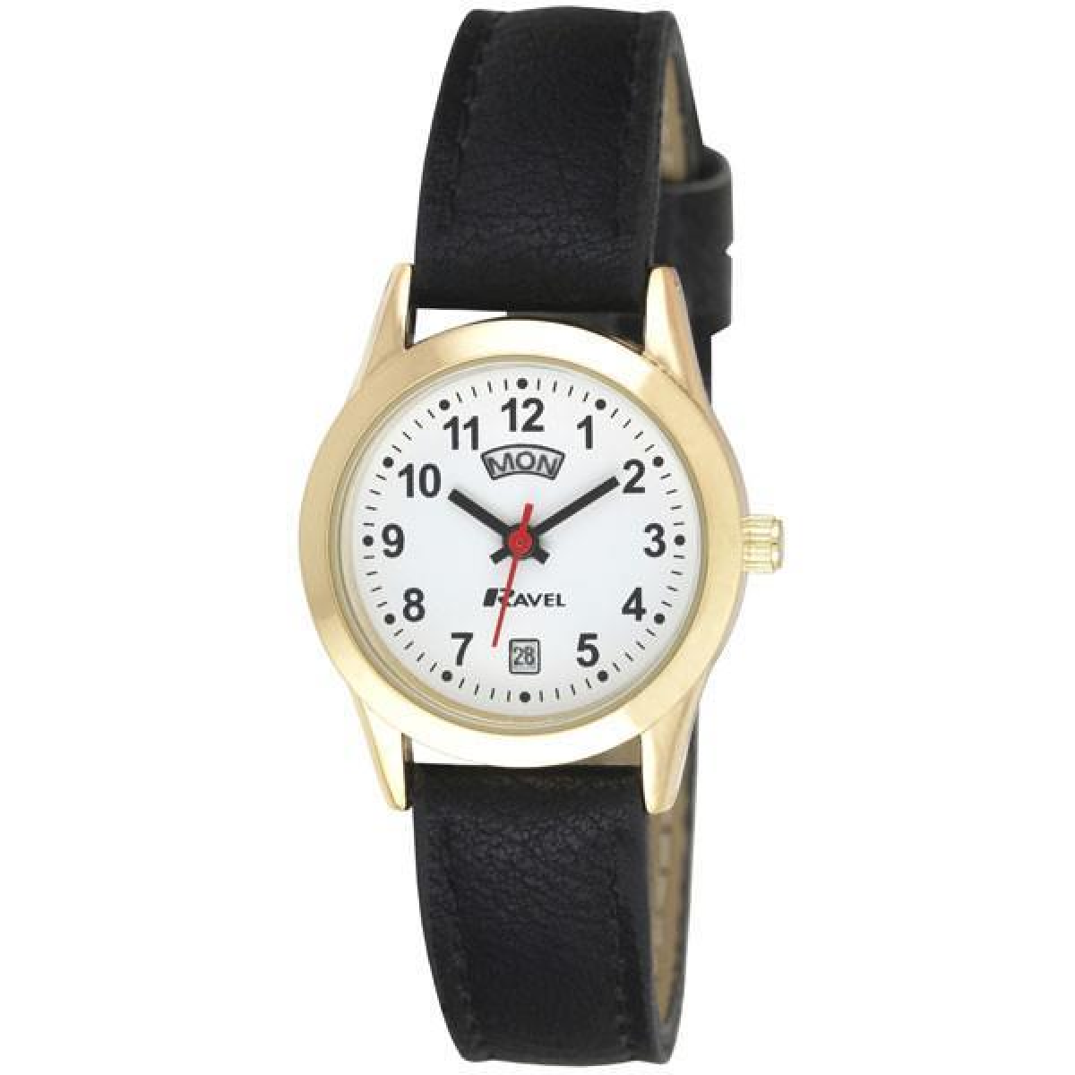 Ravel Mens Gilt Day/Date Faux Leather Strap Watch + Ravel Womens Gilt Day/Date Faux Leather Strap Watch R0706.19.1+R0706.19.2