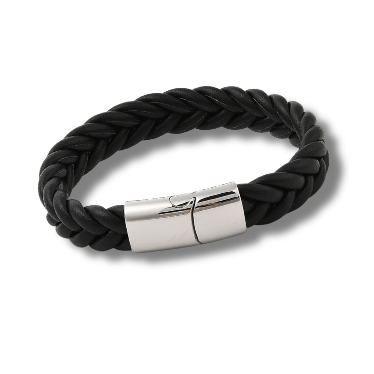 Men's Black Woven Leather Bracelet
