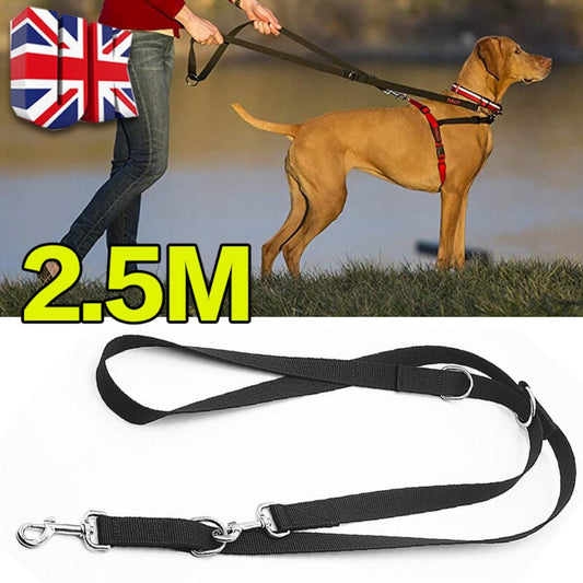 Dog Lead 8ft Adjustable Double ended Control Training Leash-Police Style NEW