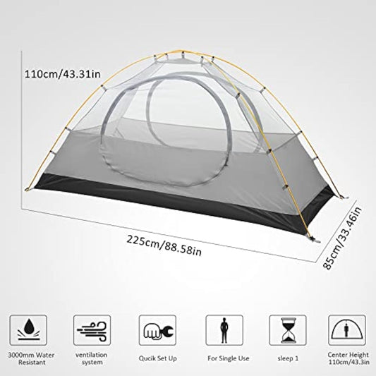 Bessport Tent 1 & 2 & 3 Person Ultralight Camping Tents, 3-4 Season Waterproof & Windproof Dome Tent, Small Pack Size, Suitable for Adults, Hiking, Camping, Outdoor