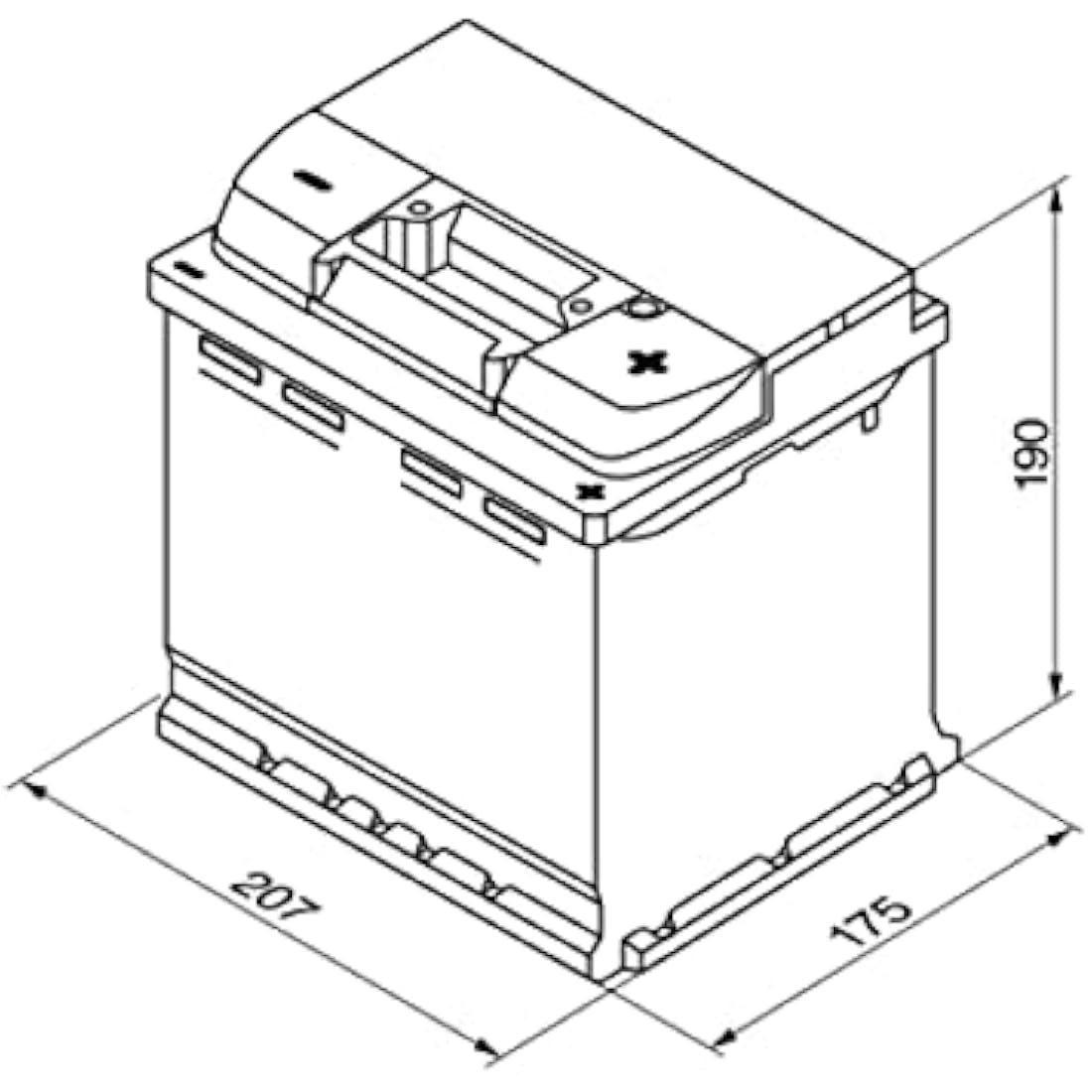 Bosch S4002 - Car Battery - 52A/h - 470A - Lead Acid Technology - for Vehicles Without Start/Stop System - Type 012/079, 207 x 175 x 190 mm