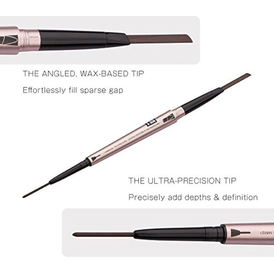 HeyBeauty Eyebrow Pencil with Brow Brush, Double Ended Eyebrow Pen, Automatic Makeup Cosmetic Tool Dark Brown 2 PCS