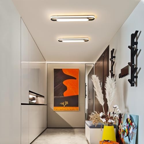 Modern LED Smart Ceiling Light, 72cm Flush Mount Linear Metal Ceiling Lamp, (5-40)x2W Dimmable for Living Room, Bedroom, Dining Room, Office, Hallway, Closet, Aisle