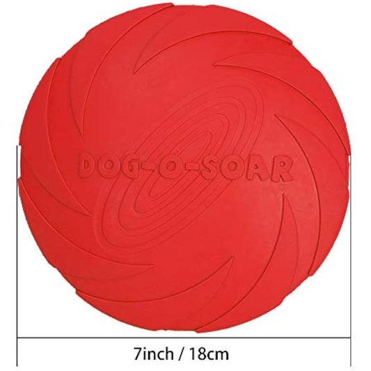 Vivifying Dog Flying Disc, 2 Pack 7 Inch Natural Rubber Floating Flying Saucer for Both Land and Water (Green + Red)