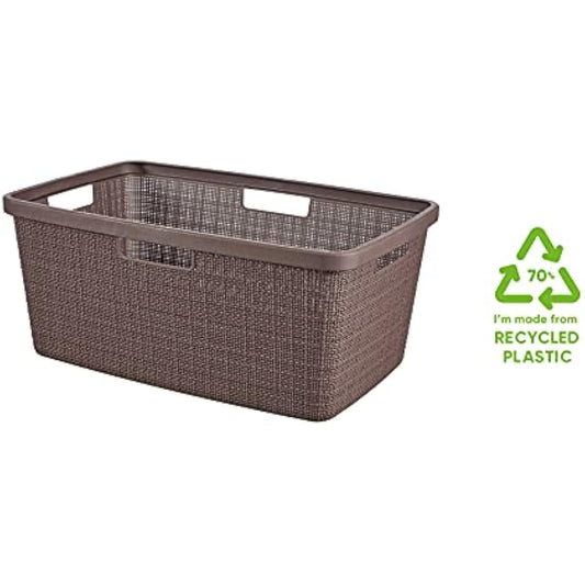 Curver Jute Woven Effect 70% Recycled Rectangular Laundry Basket 46 Litres – Peppercorn