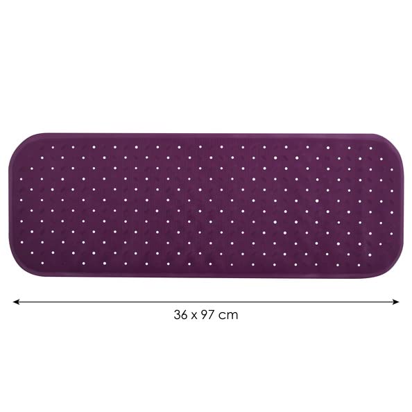 MSV Premium Shower Mat Bath Mat Bath Mat Antibacterial Non-Slip with Suction Cups – Purple/Purple – Smells of Roses – Approx. 36 x 97 cm