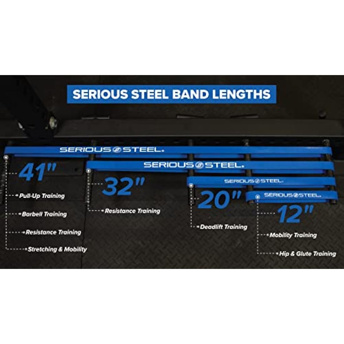 'Serious Steel Fitness 32'' Resistance Training Bands (Portable Exercise Band System Training Bands- Great for Individuals Under 5'10'')'