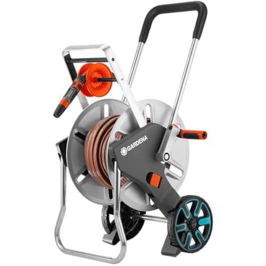 Gardena CleverRoll M Easy Metal Set: Hose trolley with 60 m capacity, very sturdy with a stable hose guide, includes 25m hose (18547-20)