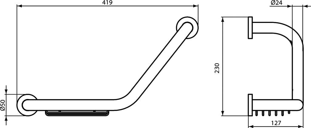 Ideal Standard IOM Grab Rail And Soap Basket, Chrome, A9114AA