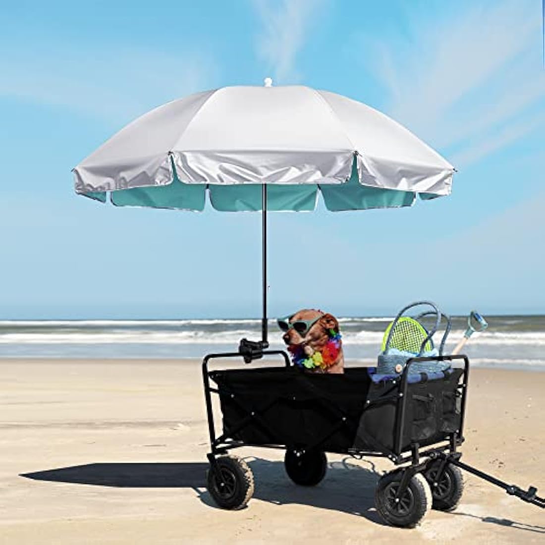 G4Free UPF 50+ Universal Clamp On Umbrella Adjustable Outdoor UV Protection Beach Chair Umbrella for Strollers, Wheelchairs, Patio Chairs, Golf Carts and Beach