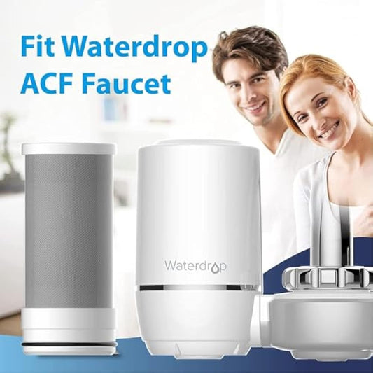 Waterdrop WD-FF-01A Replacement Filter, Water Filter Tap, Replacement for WD-FC-01, WD-FC-02, WD-FC-04, Reduces Chlorine, Taste and Odor, Last Up to 9 Months (Pack of 3)
