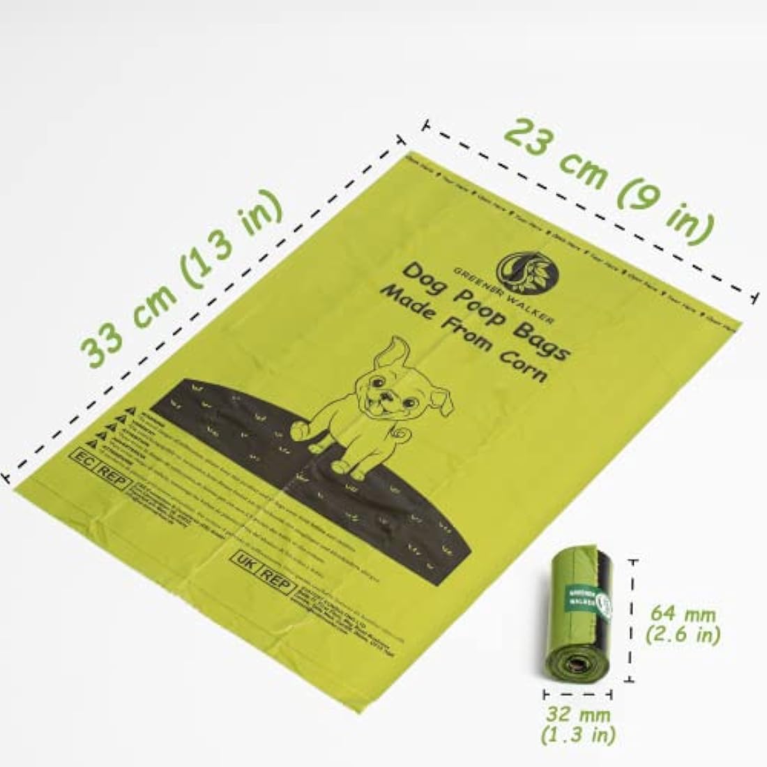 GREENER WALKER Poop Bags for Dog Waste-1080 Bags,Extra Thick Strong 100% Leak Proof Biodegradable Dog Waste Bags (Deep Green)