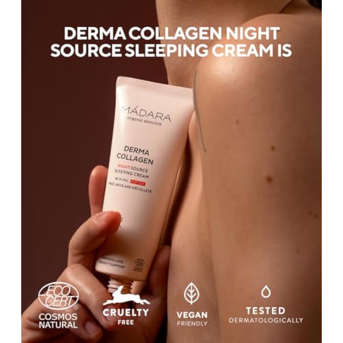 MADARA Organic Skin Care DERMA COLLAGEN Night Source Sleeping Cream β Overnight Hydrating & Firming Cream with Peptides, Algae & Hyaluronic Acid for Anti-Aging & Skin Renewal, 70ml