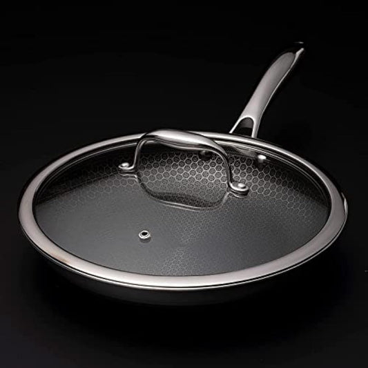 HexClad Tempered Glass Lid, 10-Inch, Designed for HexClad Hybrid Cookware, Steam Vented, Dishwasher Safe
