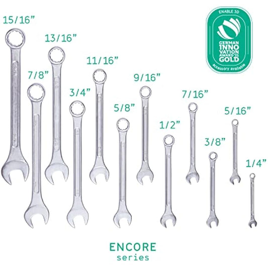 Combination Spanner Set 12 pcs. inch, inch Sizes 1/4" - 15/16" by WIESEMANN 1893 I Spanner Set in Tool Holder I 80362