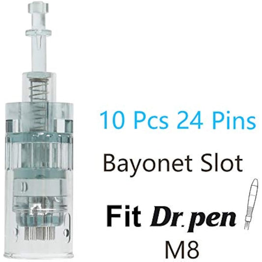 Dr. Pen Ultima M8 Microneedling Pen Original Replacement Cartridges 24 Pins, Compatible with Dr. Pen M7S and Angel Kiss M8 PRO Derma Pen, for Face Body Skin, 10 pcs/Pack