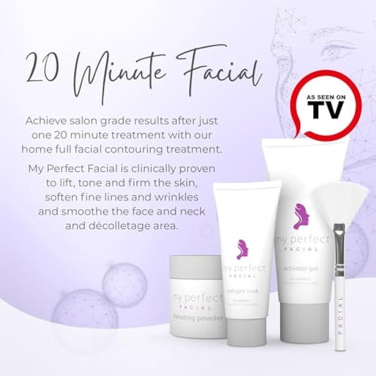 My Perfect Facial, Penny Lane, 10 Treatment Kit, Instant Results, Clinically Proven, Anti-Ageing 3-Stage Facial Contouring and Skin Tightening System. Salon Grade Results, As Seen on TV.