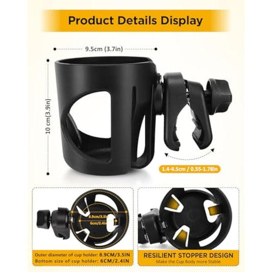 Stroller Cup Holder, Universal Drink Holder for Bikes, Trolleys or Walkers, Fits Most Cups