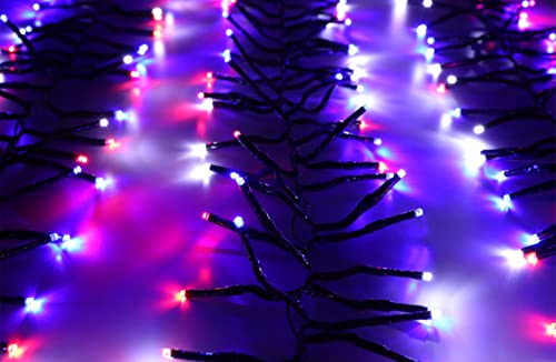 Christmas Concepts 500 6M/20FT Red/Blue White LED Cluster Lights with 8 Function Controller - Indoor/Outdoor - Energy Efficient A++ - Christmas